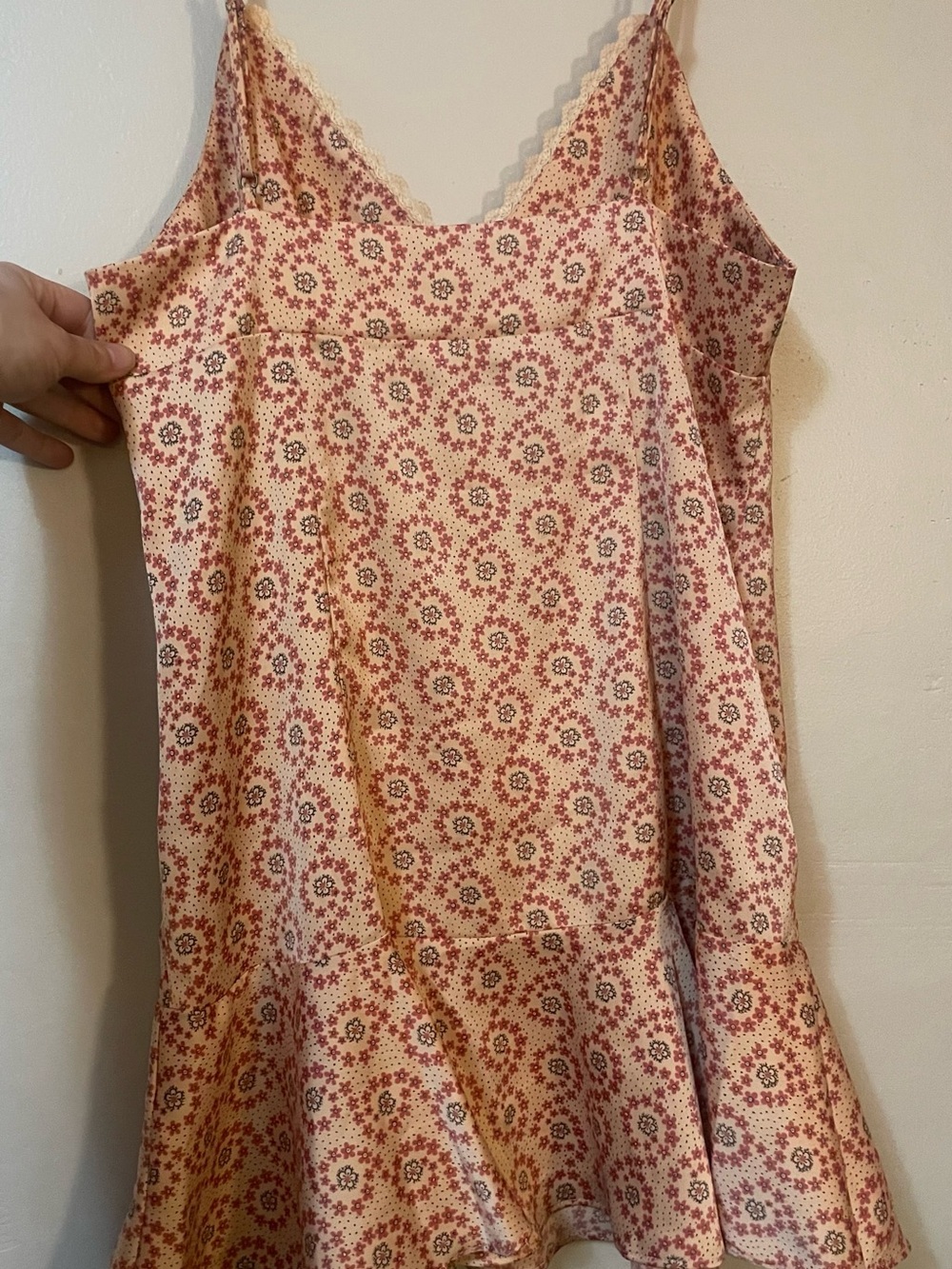 Kimchi Blue Urban Outfitters Floral Satin Ruffle Slip Ditzy Floral Mini Dress L - Picture 6 of 13